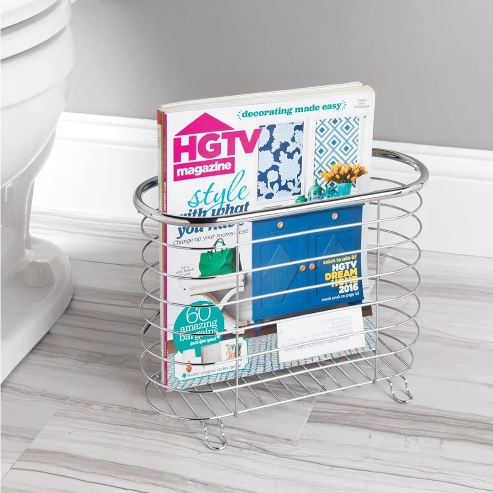 Mdesign Modern Chrome Wire Bath/Home Storage Basket
